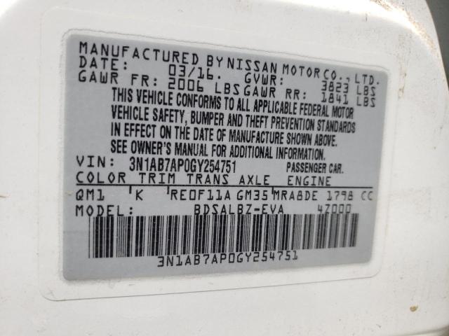 Photo 10 from auction – 2016 NISSAN SENTRA S with VIN 3N1AB7AP0GY254751