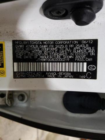 Photo 10 from auction – 2013 LEXUS ES 300H with VIN JTHBW1GG4D2000219