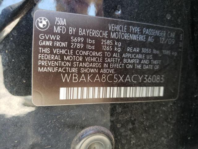 Photo 10 from auction – 2010 BMW 750 I with VIN WBAKA8C5XACY36083