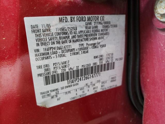 Photo 10 from auction – 2006 FORD FIVE HUNDR with VIN 1FAFP24126G147771