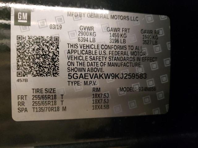 Photo 10 from auction – 2019 BUICK ENCLAVE ES with VIN 5GAEVAKW9KJ259583