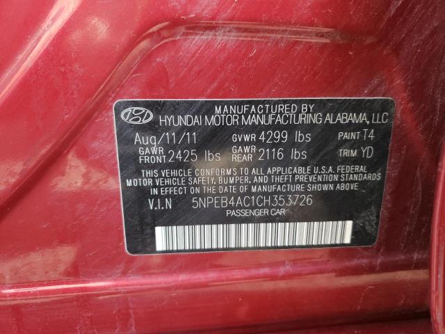Photo 10 from auction – 2012 HYUNDAI SONATA GLS with VIN 5NPEB4AC1CH353726