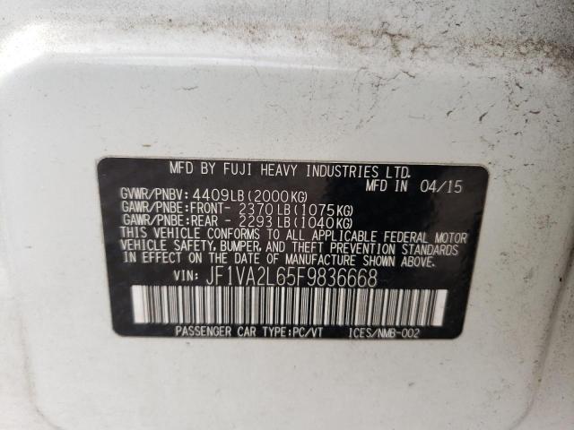 Photo 10 from auction – 2015 SUBARU WRX STI with VIN JF1VA2L65F9836668