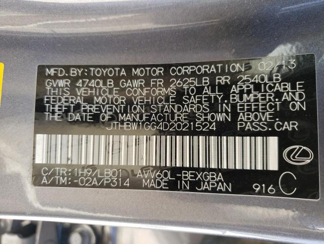 Photo 10 from auction – 2013 LEXUS ES 300H with VIN JTHBW1GG4D2021524