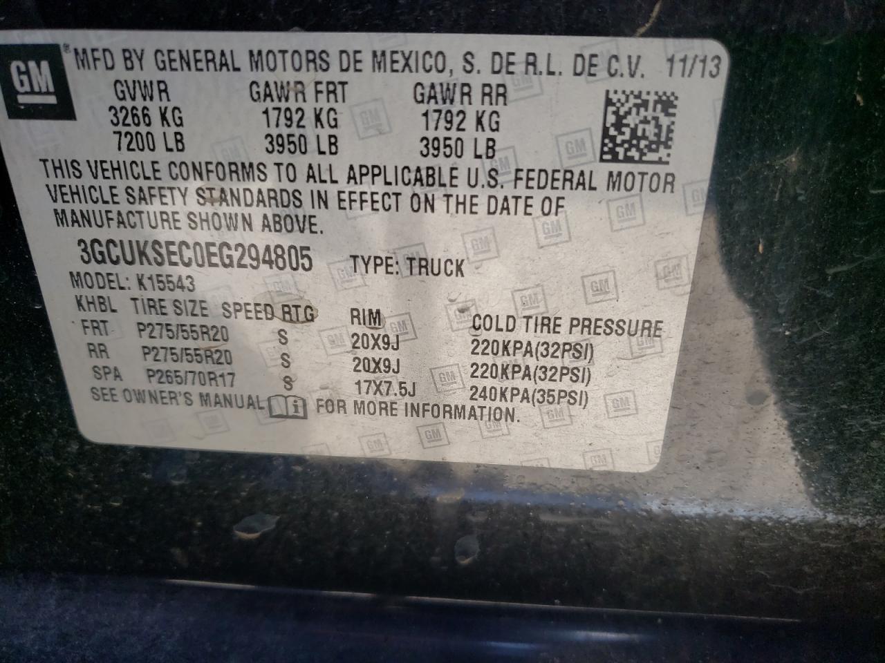 Photo 10 from auction – 2014 CHEVROLET SILVERADO with VIN 3GCUKSEC0EG294805