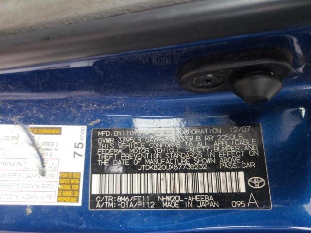 Photo 10 from auction – 2008 TOYOTA PRIUS with VIN JTDKB20UX87738232