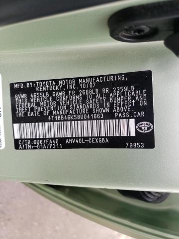 Photo 10 from auction – 2008 TOYOTA CAMRY HYBR with VIN 4T1BB46K58U041663