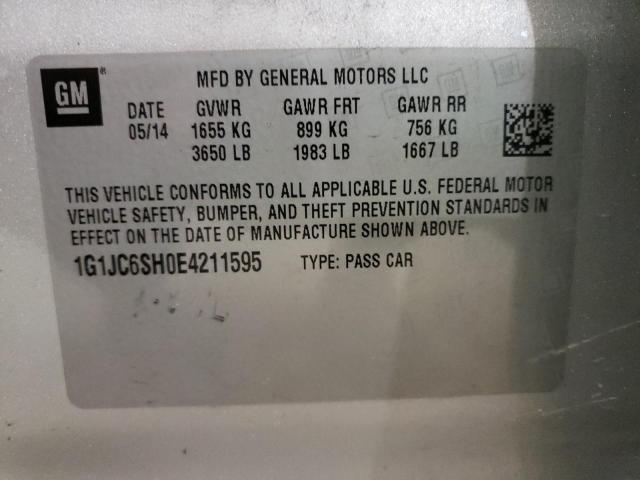 Photo 10 from auction – 2014 CHEVROLET SONIC LT with VIN 1G1JC6SH0E4211595