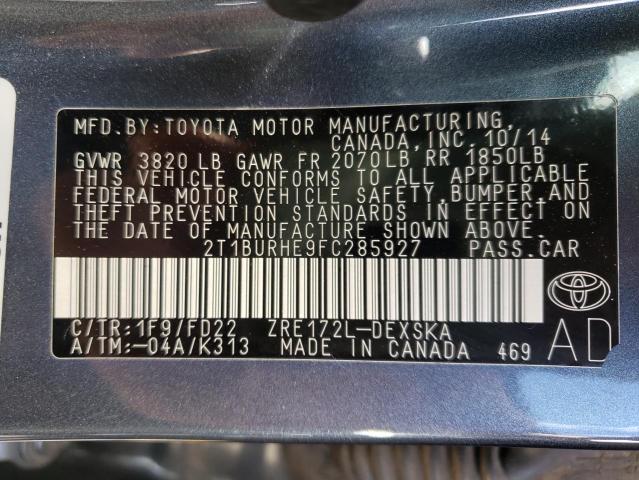 Photo 10 from auction – 2015 TOYOTA COROLLA L with VIN 2T1BURHE9FC285927
