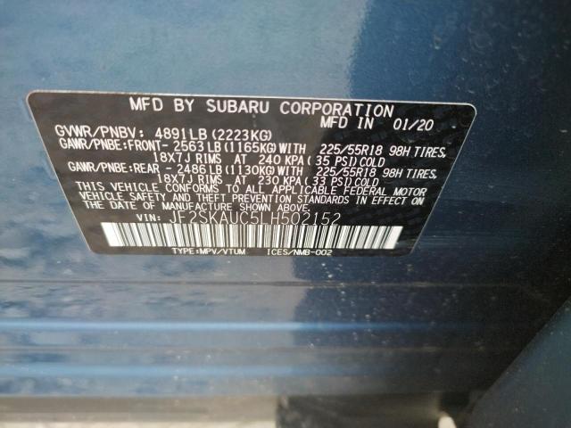 Photo 10 from auction – 2020 SUBARU FORESTER L with VIN JF2SKAUC5LH502152
