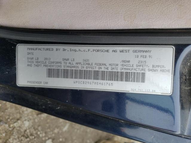 Photo 10 from auction – 1991 PORSCHE 911 CARRER with VIN WP0CB2967MS461765