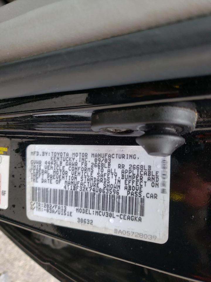 Photo 20 from auction – 2004 TOYOTA CAMRY LE with VIN 4T1BF32K74U063596