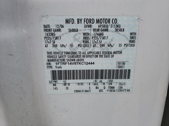 Photo 10 from auction – 2007 FORD F150 with VIN 1FTRF14V97KC12444