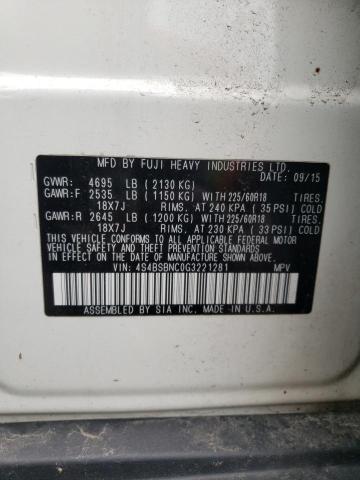 Photo 10 from auction – 2016 SUBARU OUTBACK 2. with VIN 4S4BSBNC0G3221281