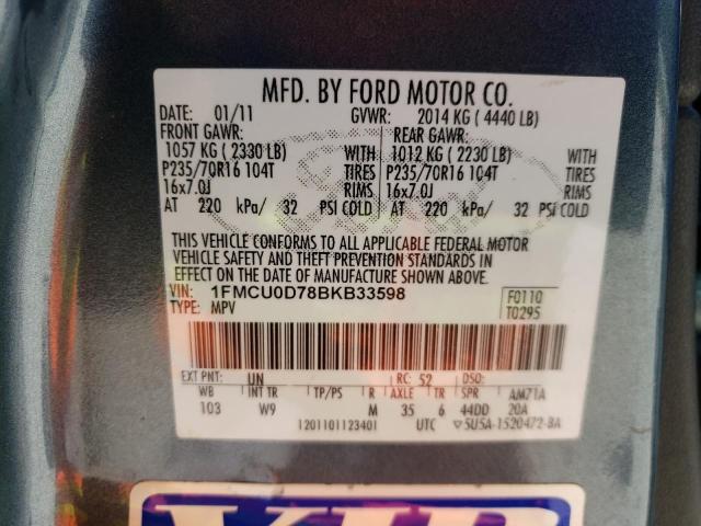 Photo 10 from auction – 2011 FORD ESCAPE XLT with VIN 1FMCU0D78BKB33598