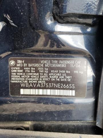 Photo 10 from auction – 2007 BMW 328 I with VIN WBAVA37537NE26655