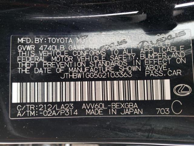 Photo 10 from auction – 2016 LEXUS ES 300H with VIN JTHBW1GG5G2103363