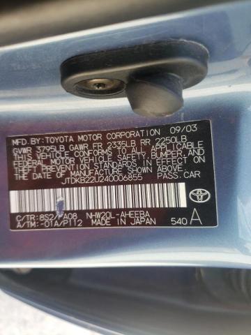 Photo 10 from auction – 2004 TOYOTA PRIUS with VIN JTDKB22U240006855