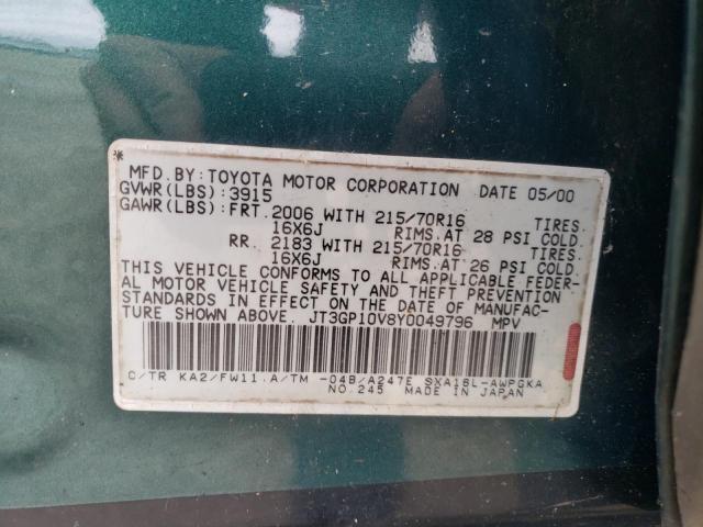 Photo 10 from auction – 2000 TOYOTA RAV4 with VIN JT3GP10V8Y0049796