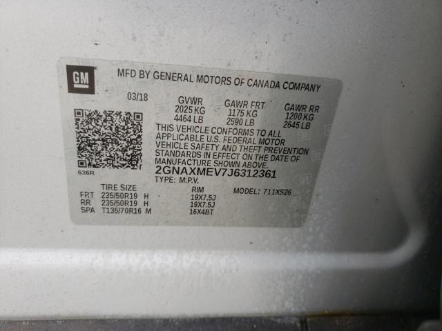 Photo 10 from auction – 2018 CHEVROLET EQUINOX PR with VIN 2GNAXMEV7J6312361