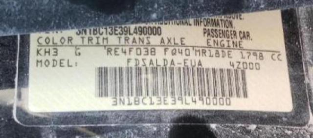 Photo 10 from auction – 2009 NISSAN VERSA S with VIN 3N1BC13E39L490000
