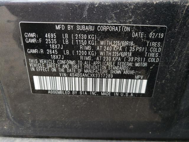 Photo 10 from auction – 2019 SUBARU OUTBACK 2. with VIN 4S4BSANCXK3317289