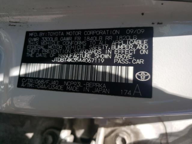 Photo 10 from auction – 2010 TOYOTA YARIS with VIN JTDBT4K35A4067119