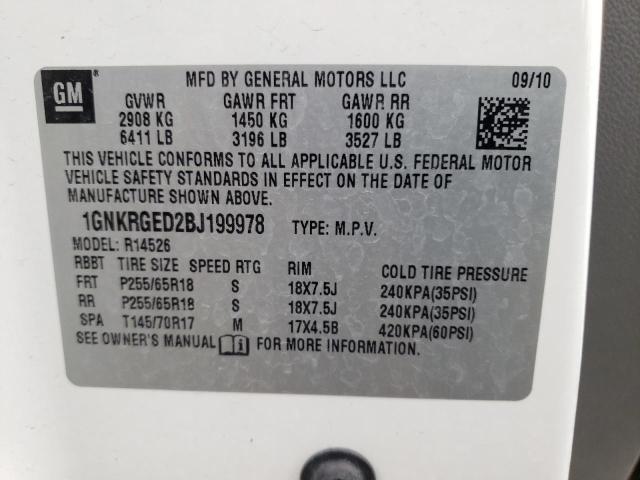 Photo 10 from auction – 2011 CHEVROLET TRAVERSE L with VIN 1GNKRGED2BJ199978