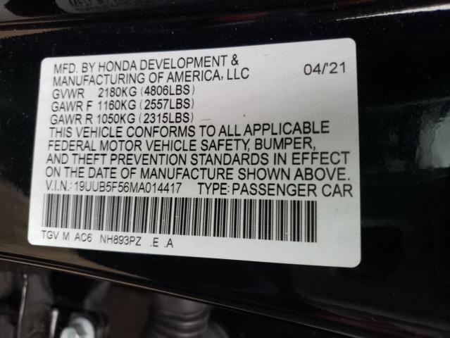 Photo 10 from auction – 2021 ACURA TLX TECH A with VIN 19UUB5F56MA014417