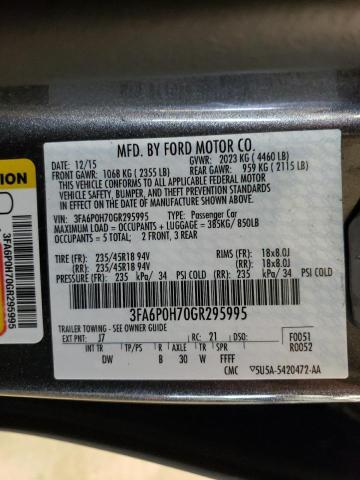 Photo 10 from auction – 2016 FORD FUSION SE with VIN 3FA6P0H70GR295995