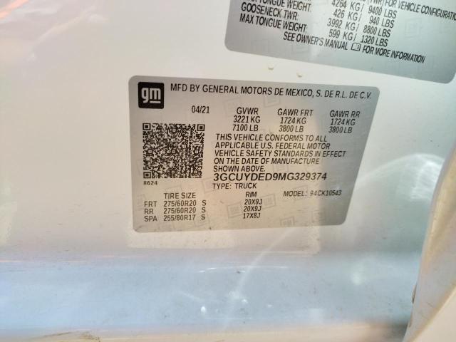 Photo 10 from auction – 2021 CHEVROLET SILVERADO with VIN 3GCUYDED9MG329374