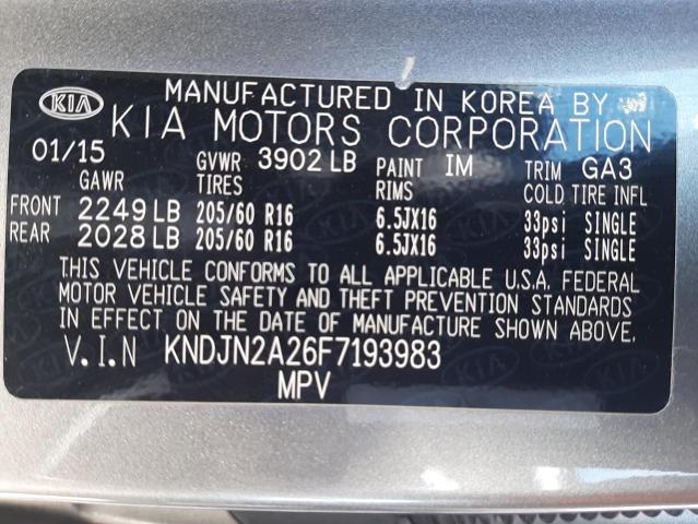 Photo 10 from auction – 2015 KIA SOUL with VIN KNDJN2A26F7193983