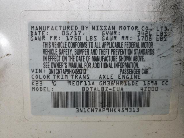Photo 10 from auction – 2017 NISSAN VERSA S with VIN 3N1CN7AP9HK459313