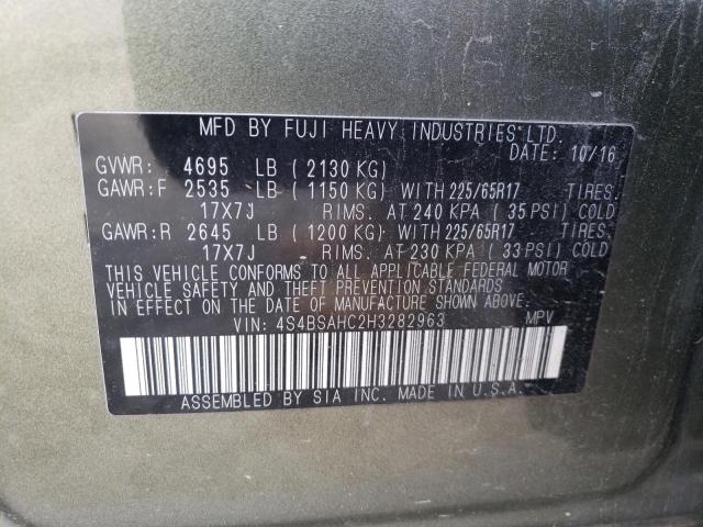 Photo 10 from auction – 2017 SUBARU OUTBACK 2. with VIN 4S4BSAHC2H3282963