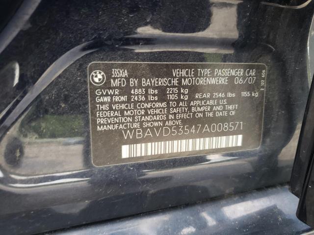 Photo 10 from auction – 2007 BMW 335 XI with VIN WBAVD53547A008571