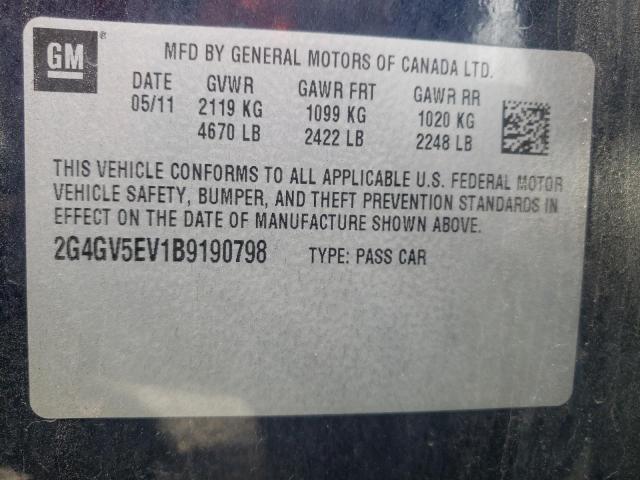 Photo 10 from auction – 2011 BUICK REGAL CXL with VIN 2G4GV5EV1B9190798