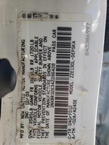 Photo 10 from auction – 2004 TOYOTA COROLLA LE with VIN 1NXBR32E34Z286428