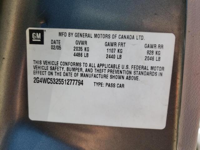 Photo 10 from auction – 2005 BUICK LACROSSE C with VIN 2G4WC532551277794