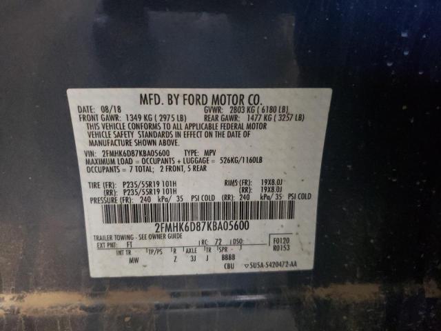 Photo 10 from auction – 2019 FORD FLEX LIMIT with VIN 2FMHK6D87KBA05600