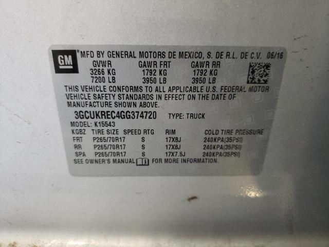 Photo 10 from auction – 2016 CHEVROLET 1500 with VIN 3GCUKREC4GG374720