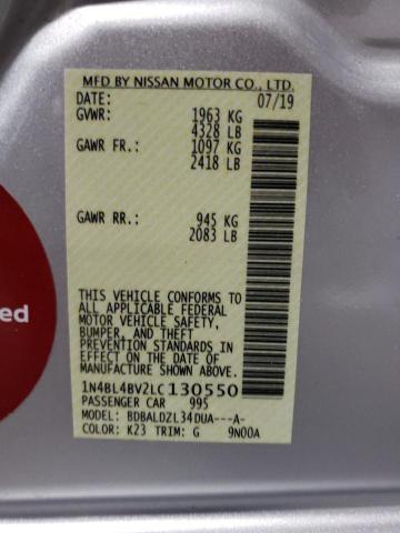 Photo 10 from auction – 2020 NISSAN ALTIMA S with VIN 1N4BL4BV2LC130550