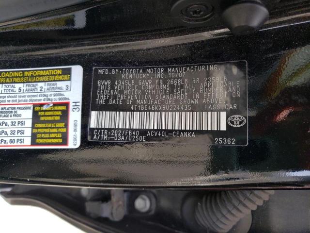 Photo 10 from auction – 2008 TOYOTA CAMRY CE with VIN 4T1BE46KX8U224435
