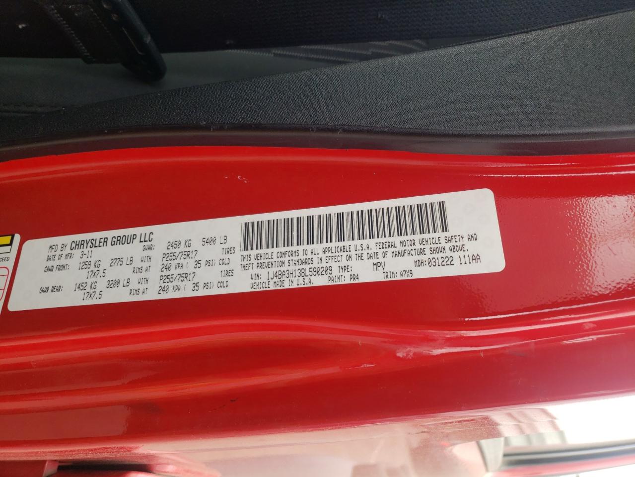 Photo 11 from auction – 2011 JEEP WRANGLER U with VIN 1J4BA3H13BL590209