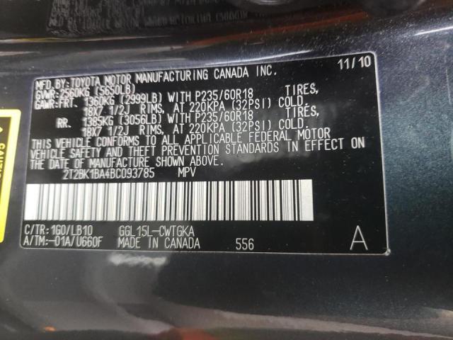 Photo 10 from auction – 2011 LEXUS RX 350 with VIN 2T2BK1BA4BC093785