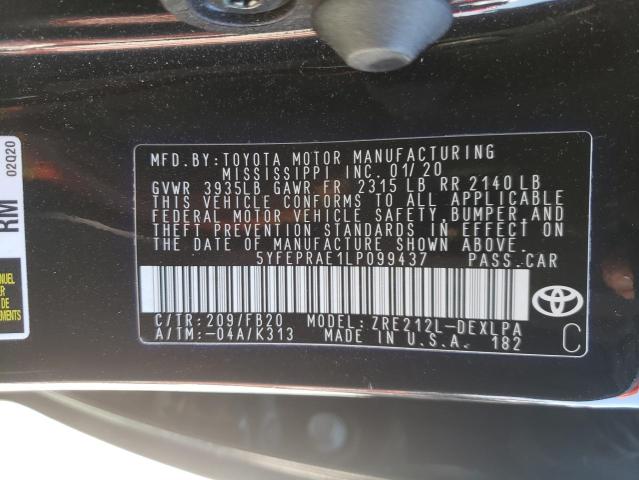 Photo 10 from auction – 2020 TOYOTA COROLLA LE with VIN 5YFEPRAE1LP099437