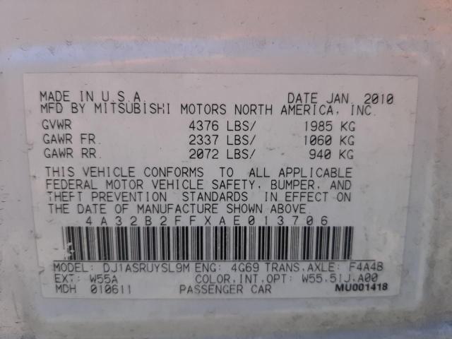 Photo 10 from auction – 2010 MITSUBISHI GALANT FE with VIN 4A32B2FFXAE013706