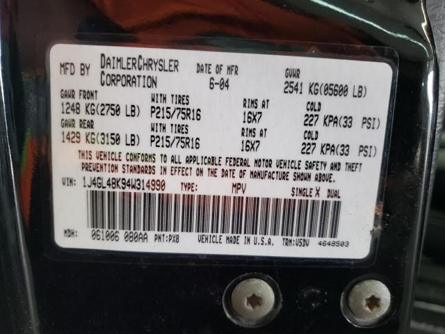 Photo 10 from auction – 2004 JEEP LIBERTY SP with VIN 1J4GL48K94W314990