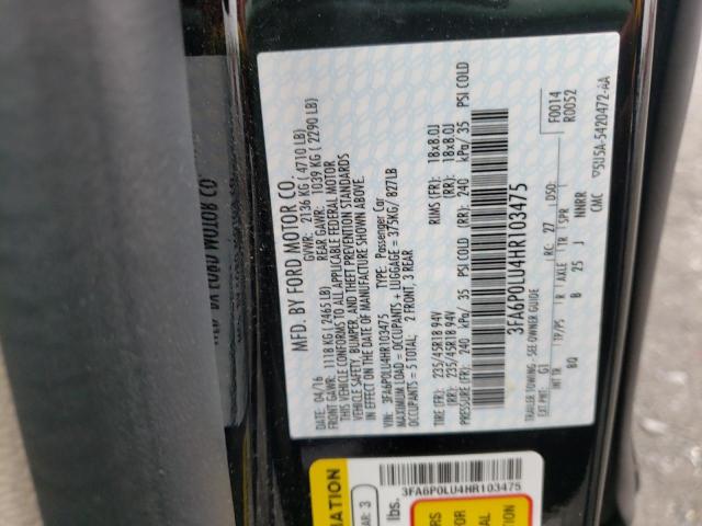 Photo 10 from auction – 2017 FORD FUSION SE with VIN 3FA6P0LU4HR103475