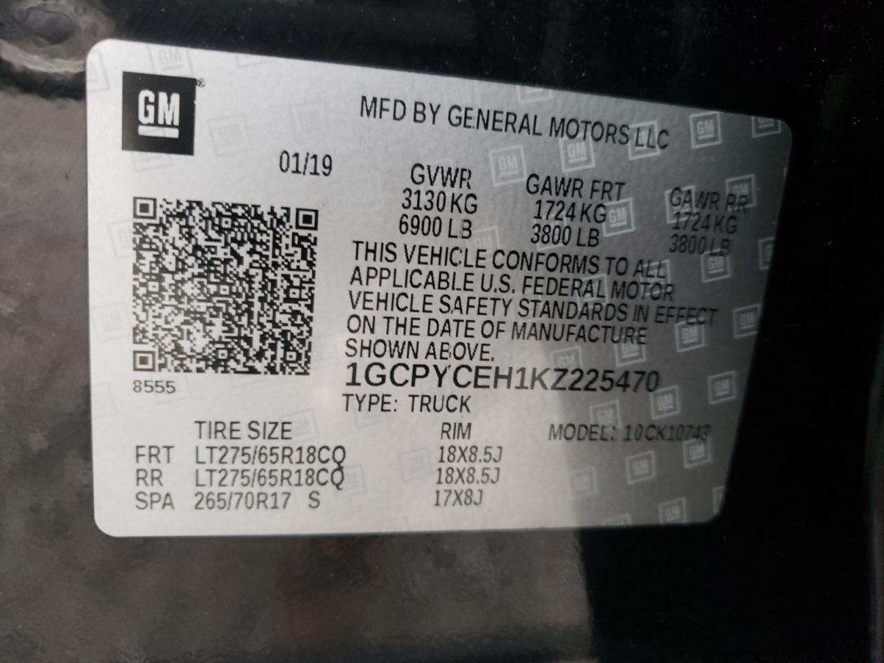 Photo 10 from auction – 2019 CHEVROLET SILVERADO with VIN 1GCPYCEH1KZ225470