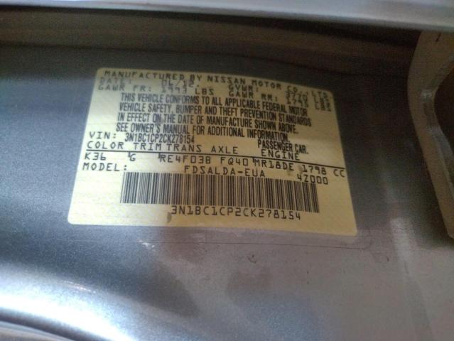 Photo 10 from auction – 2012 NISSAN VERSA S with VIN 3N1BC1CP2CK278154